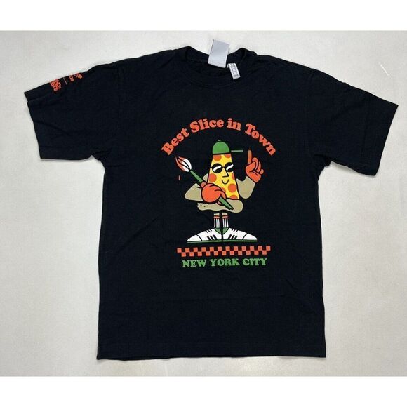 Adidas New York City Pizza Best Slice Beyond Streets T-shirt Men Small Black - Picture 1 of 6